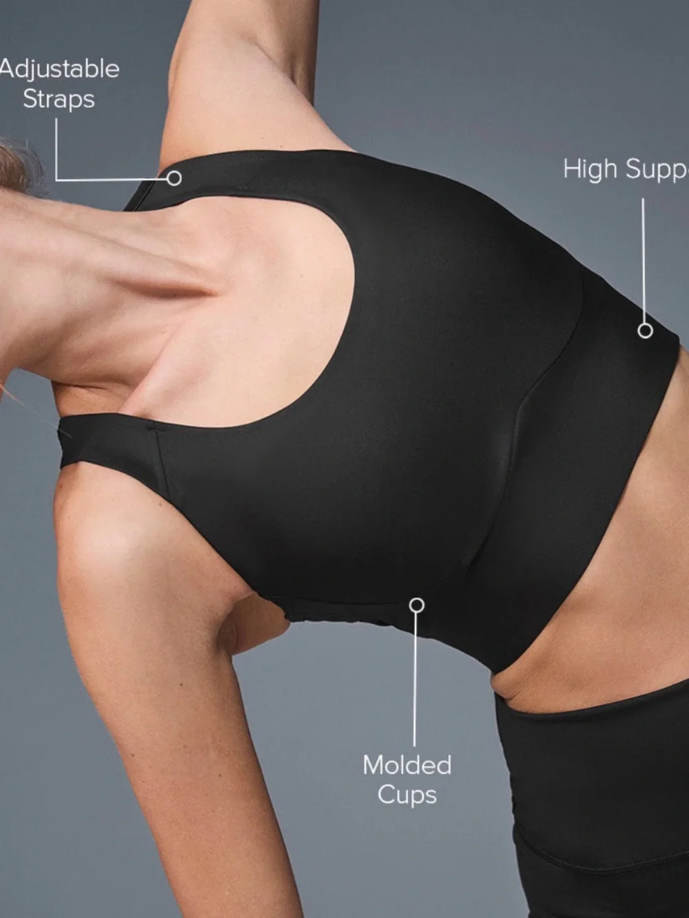 ALO Yoga Women's Black Mesh Back High-Support Sports Bra